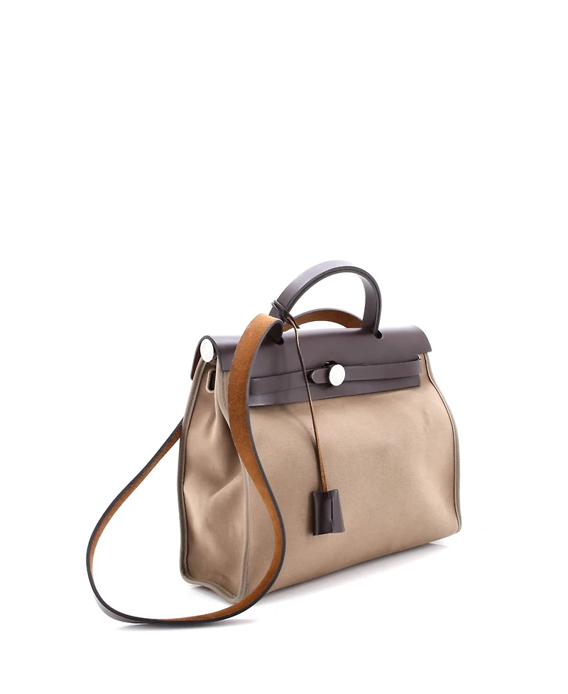 Pre-Owned Hermes 31 Herbag Zip Leather and Toile