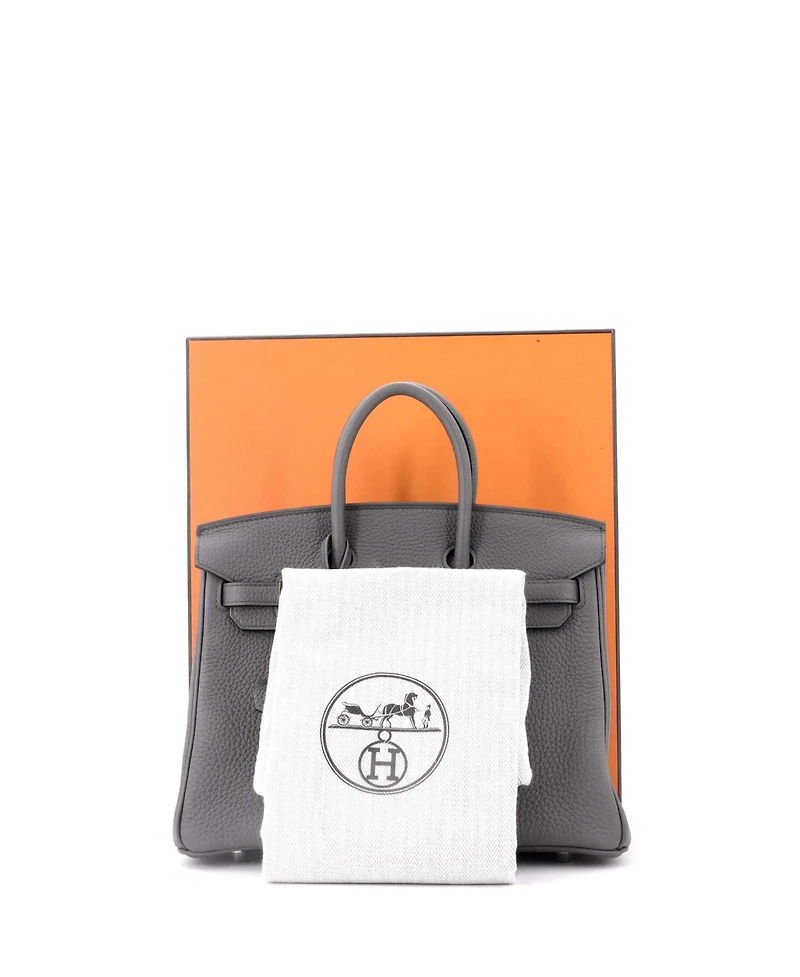 Pre-Owned Hermes Birkin 25 Handbag Grey Togo with Rose Gold Hardware