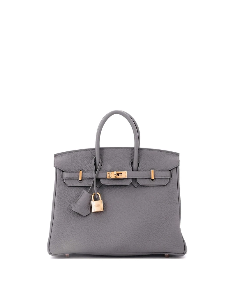 Pre-Owned Hermes Birkin 25 Handbag Grey Togo with Rose Gold Hardware