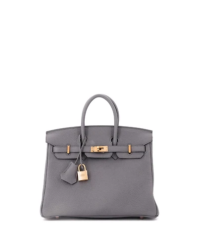 Pre-Owned Hermes Birkin 25 Handbag Grey Togo with Rose Gold Hardware