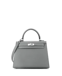 Pre-Owned Hermes Kelly 25 Handbag Grey Madame with Palladium Hardware