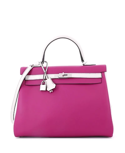 Pre-Owned Hermes Kelly 35 Handbag Bicolor Evercolor with Brushed Palladium Hardware