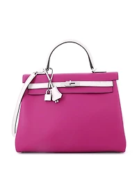 Pre-Owned Hermes Kelly 35 Handbag Bicolor Evercolor with Brushed Palladium Hardware