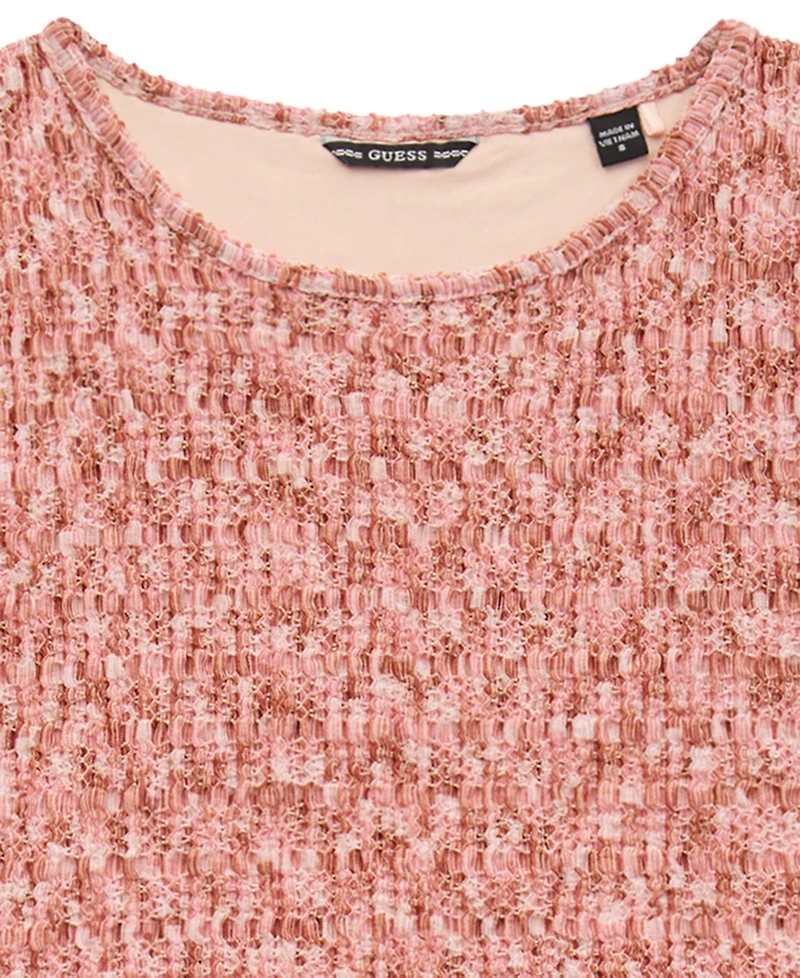 Guess Girls 7-16 Mini Me Style Pleated Short Sleeve Top