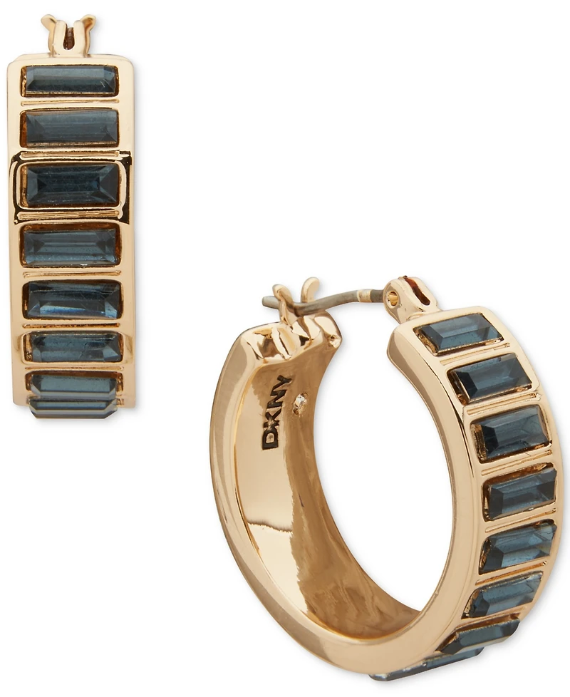 Dkny Polished Stone Hoop Earrings