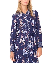 Vince Camuto Women's Tie-Waist Long Sleeve Shirtdress