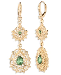 Marchesa Glass Stone Erinite Filagree Double Drop Earrings