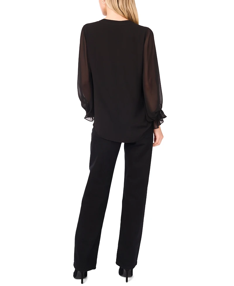Vince Camuto Women's Split-Neck Long-Sleeve Top