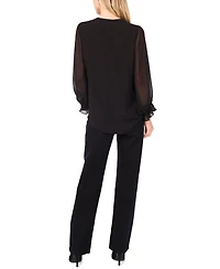 Vince Camuto Women's Split-Neck Long-Sleeve Top