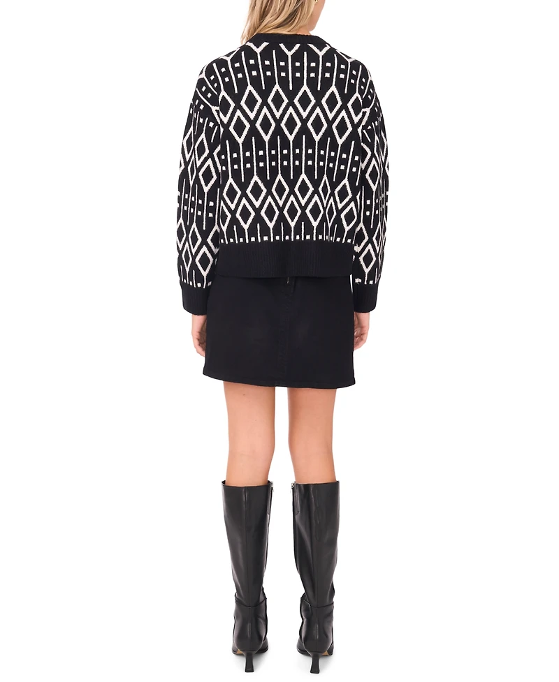 Vince Camuto Women's Jacquard Long Sleeve Sweater