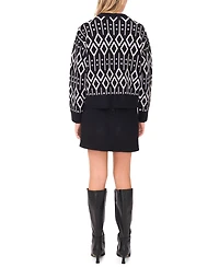Vince Camuto Women's Jacquard Long Sleeve Sweater