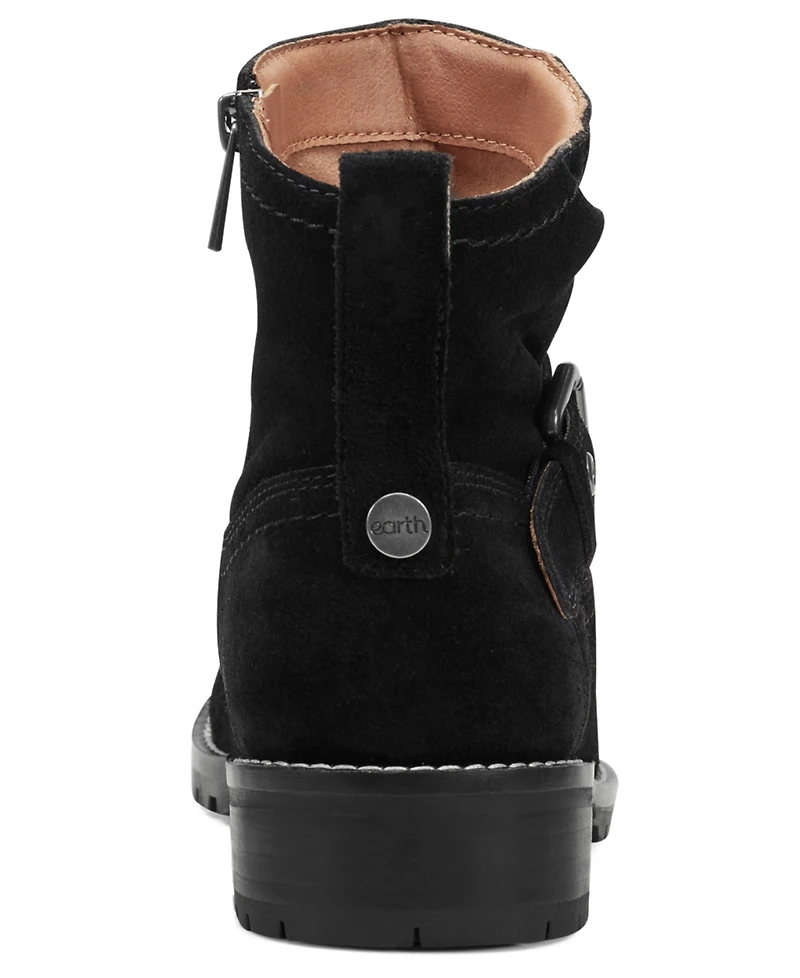 Earth Women's Thrill Buckle Strap Ruched Booties
