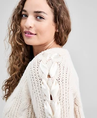 And Now This Trendy Plus Satin-Laces Cable-Knit Sweater, Macy's Exclusive