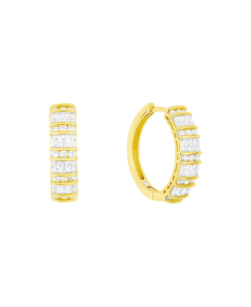 And Now This Cubic Zirconia Hinge Hoop Earrings