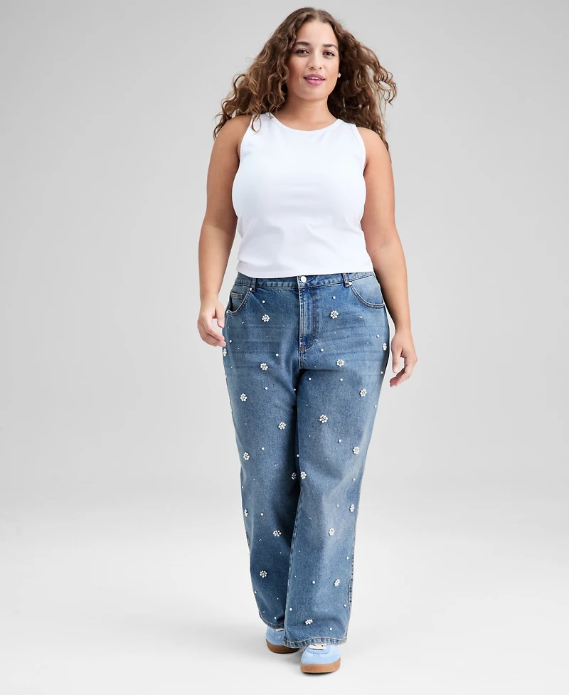 And Now This Trendy Plus Embellished Straight Leg Jeans, Macy's Exclusive