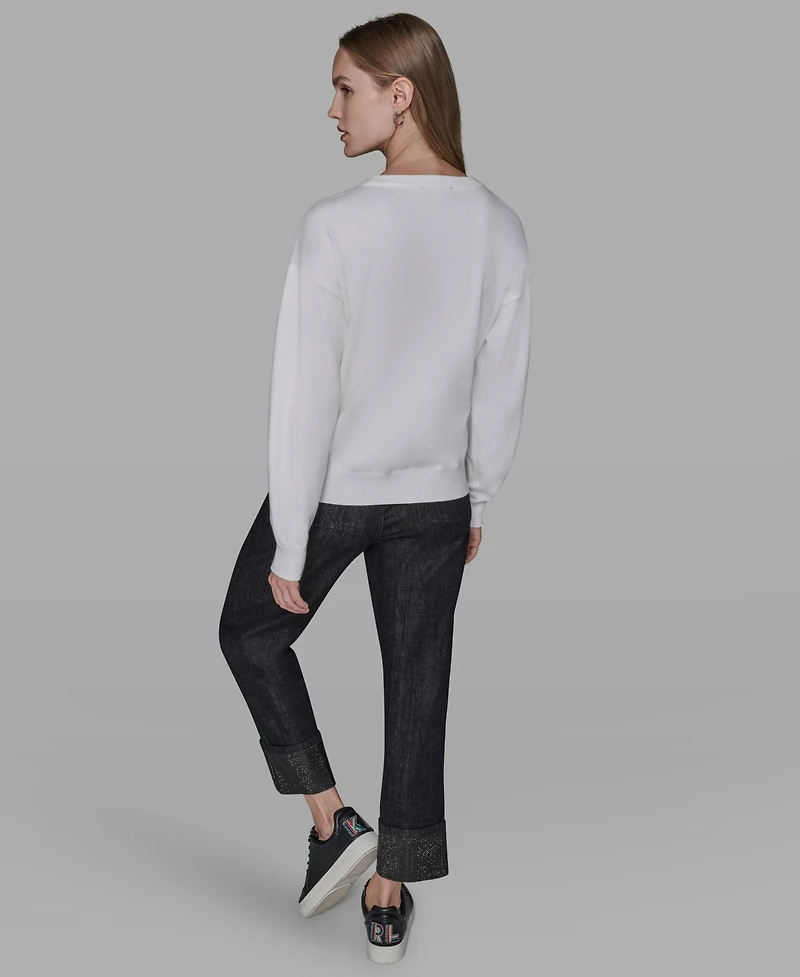 Karl Lagerfeld Paris Women's Cool Choupette Crewneck Sweater