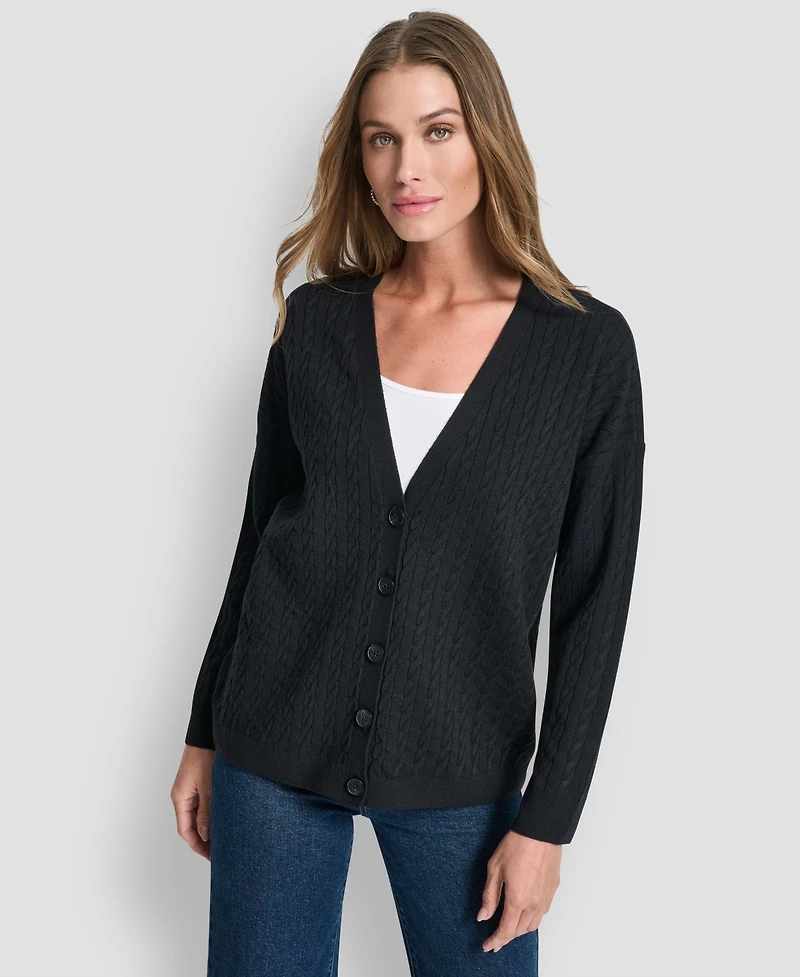 Dkny Jeans Women's V-Neck Boxy Cardigan Sweater