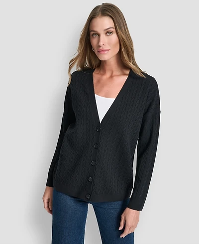 Dkny Jeans Women's V-Neck Boxy Cardigan Sweater