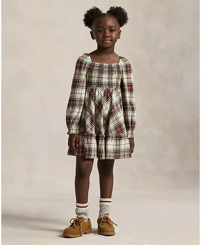 Polo Ralph Lauren Girls 2T-6X Plaid Pattern Ruffled Dress