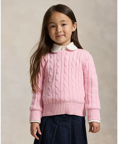 Polo Ralph Lauren Girls 2T-16 Long Sleeves Cable-Knit Cotton Sweater