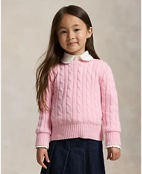 Polo Ralph Lauren Girls 2T-16 Long Sleeves Cable-Knit Cotton Sweater