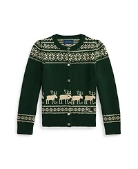 Polo Ralph Lauren Girls 2T-6X Reindeer Long Sleeve Cardigan