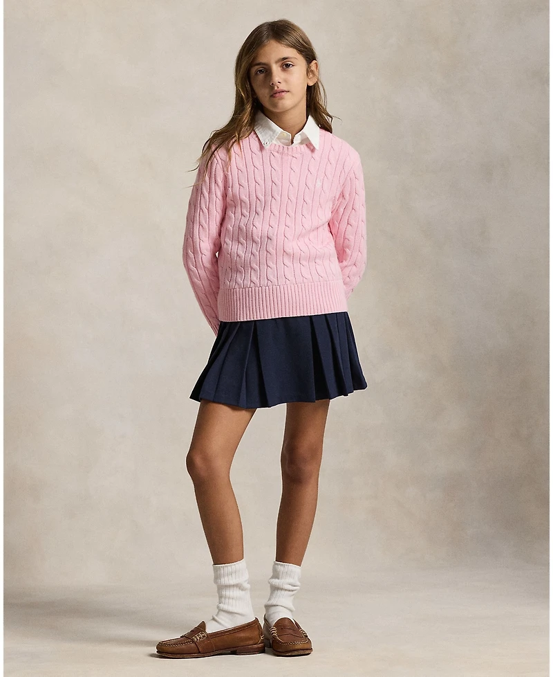 Polo Ralph Lauren Girls 2T-16 Long Sleeves Cable-Knit Cotton Sweater