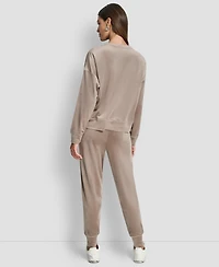 Dkny Women's Rhinestone Stacked Logo Crewneck Pullover