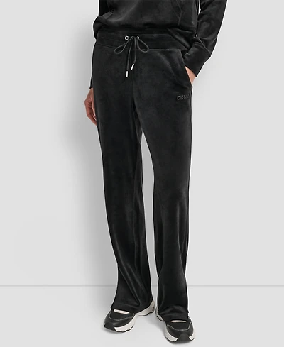 Dkny Women's Hd Embroidery Logo Slit Track Pants