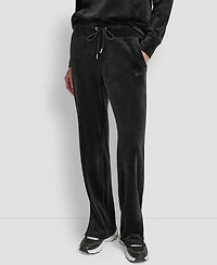 Dkny Women's Hd Embroidery Logo Slit Track Pants