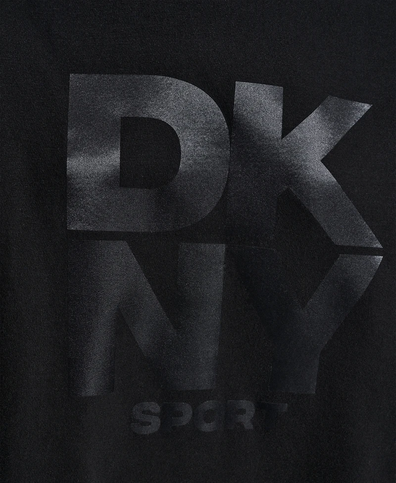 Dkny Women's Satin Logo Oversized Tunic Hoodie