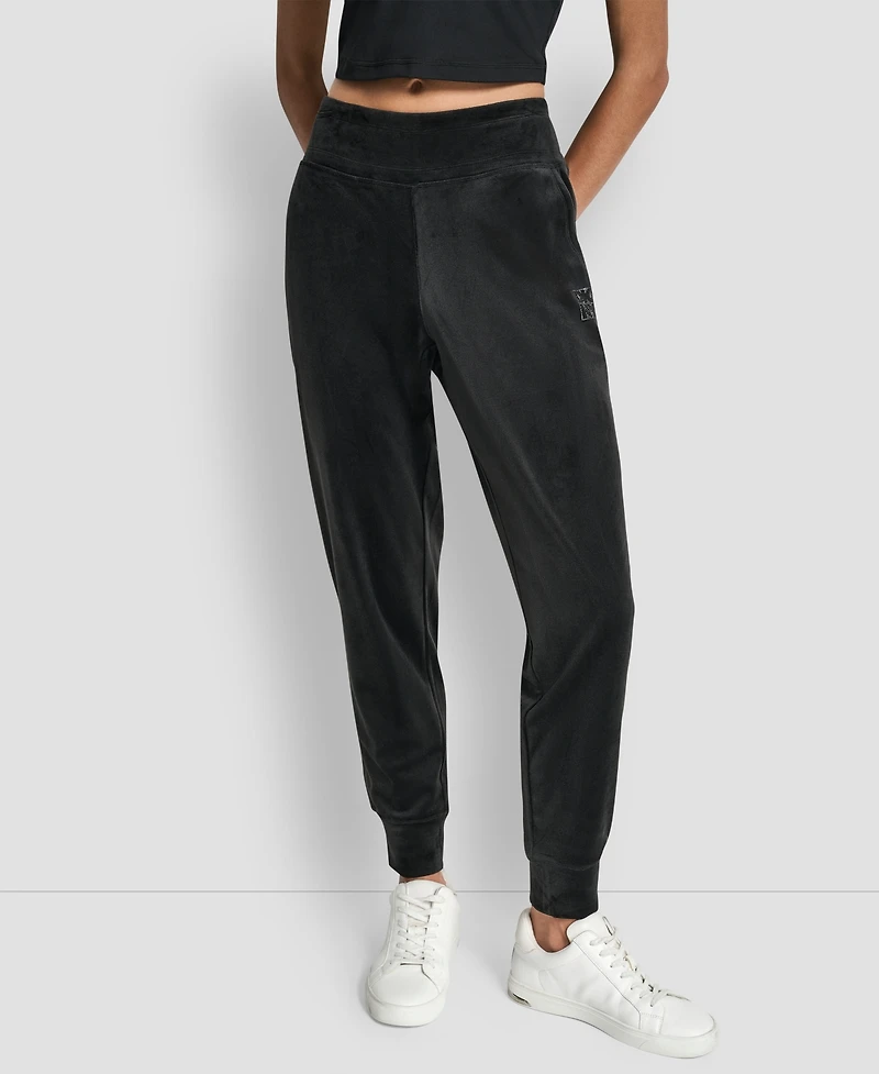 Dkny Women's Stacked Logo Mid-Rise Slim-Fit Joggers