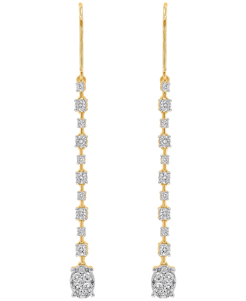 Macy's Diamond Long Drop Earrings (1 ct. t.w.) in 14K Yellow Gold