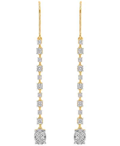 Macy's Diamond Long Drop Earrings (1 ct. t.w.) in 14K Yellow Gold