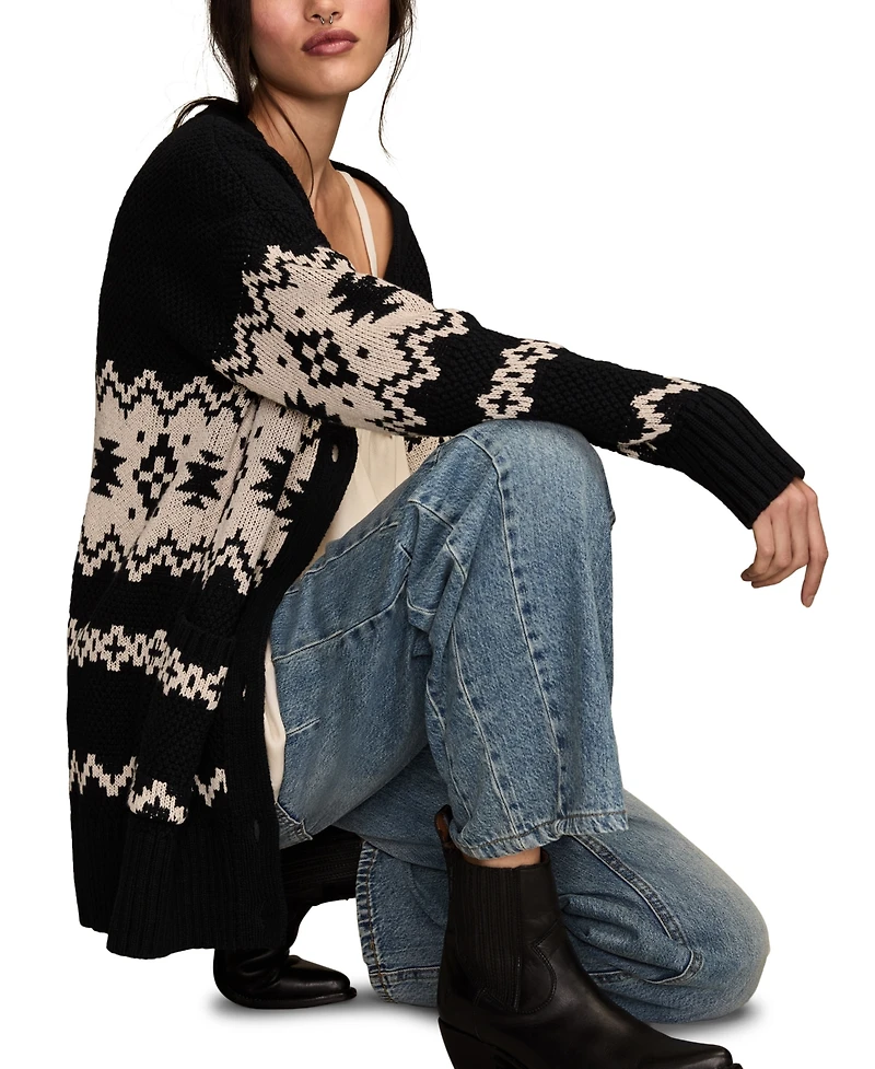 Lucky Brand Women's Cotton Southwest Cocoon Cardigan Sweater