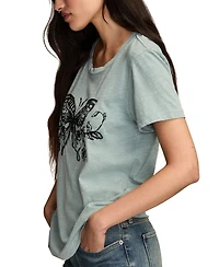 Lucky Brand Women's Linear Butterfly Classic Crew Neck T-Shirt