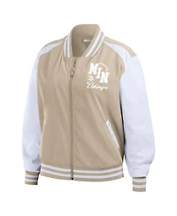 Wear by Erin Andrews Women's Tan Minnesota Vikings Tonal Full-Zip Bomber Jacket
