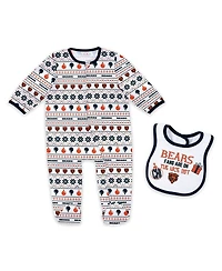 Wear by Erin Andrews Baby Boys and Girls 2-Piece Chicago Bears Allover Print Full-Zip Sleeper Bib Set