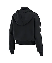 Wear by Erin Andrews Women's Black Kansas City Chiefs Patch Pocket Cropped Full-Zip Bomber Jacket