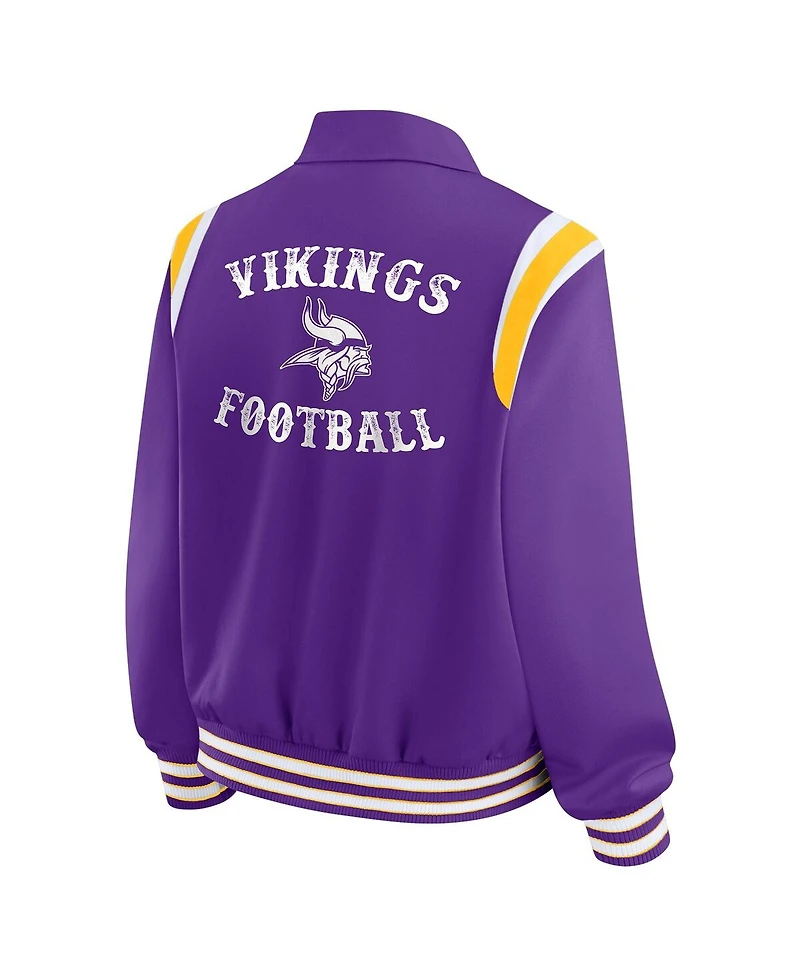 Wear by Erin Andrews Women's Purple Minnesota Vikings Varsity Lightweight Full-Snap Jacket