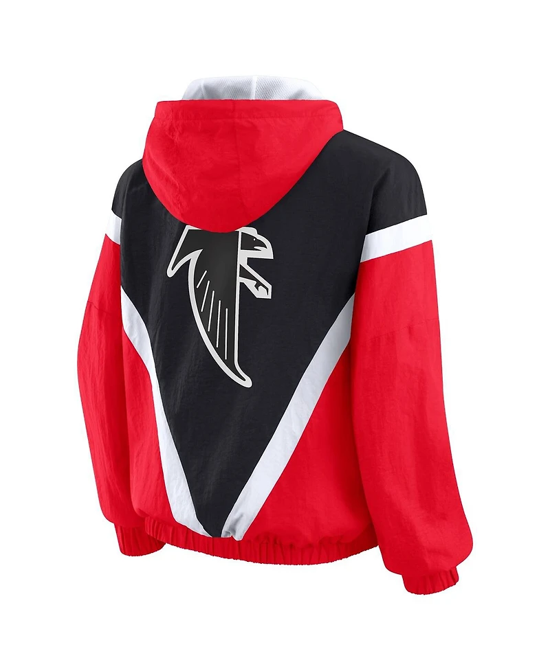 Wear by Erin Andrews Women's Red/Black Atlanta Falcons Retro Crinkle Full-Zip Hoodie Windbreaker Jacket