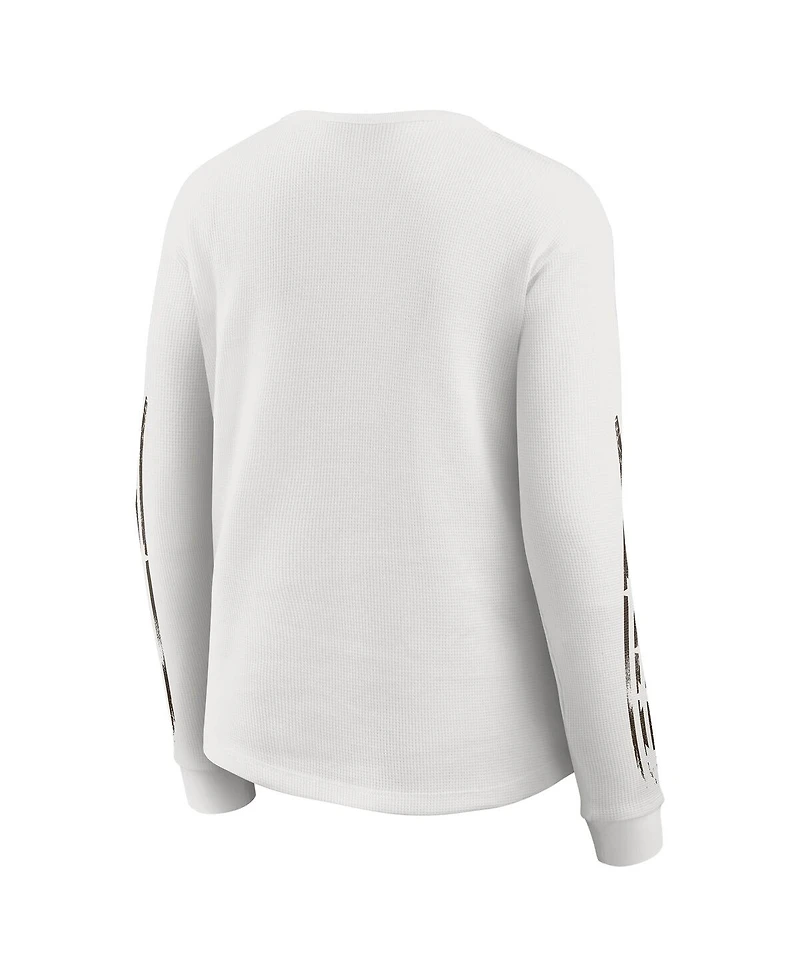 Wear by Erin Andrews Women's White Cleveland Browns Graphic Waffle Long-Sleeve T-Shirt