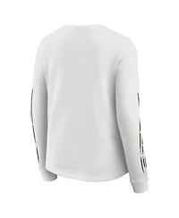 Wear by Erin Andrews Women's White Cleveland Browns Graphic Waffle Long-Sleeve T-Shirt