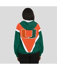 Wear by Erin Andrews Women'sOrange/Green Miami Hurricanes Color Block Full-Zip Hoodie Windbreaker Jacket