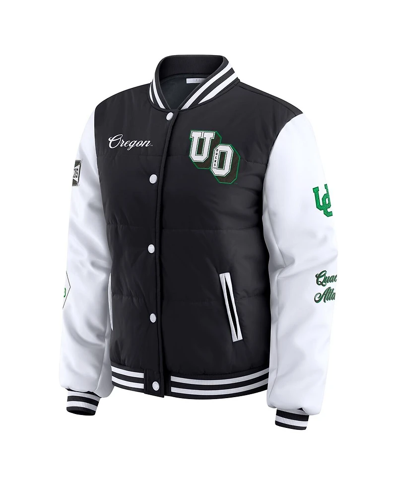 Wear by Erin Andrews Women'sBlack Oregon Ducks Varsity Puffer Jacket