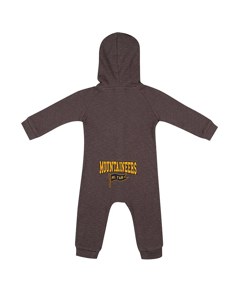 Colosseum Baby Boys and Girls Charcoal West Virginia Mountaineers Zando-Zan Waffle Full-Snap Hooded Romper