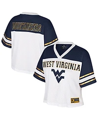 Colosseum Women's White West Virginia Mountaineers Treasure Cropped Football Jersey