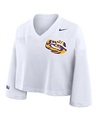 Nike Women'sWhite Lsu Tigers Cropped Mesh Dri-fit Fashion Jersey