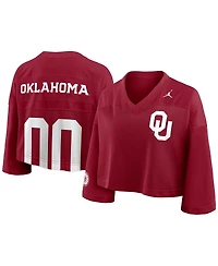 Jordan Women'sCrimson Oklahoma Sooners Cropped Mesh Dri-fit Fashion Jersey