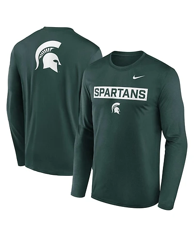 Nike Men's Green Michigan State Spartans Primetime Campus 2-Hit Legend Dri-fit Long Sleeve T-Shirt